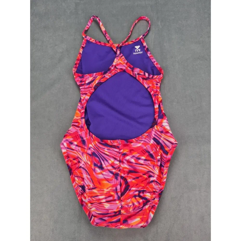TYR Women's Speedwarp Durafast Elite Cutoutfit Multiclor Reversible Size S NWOT